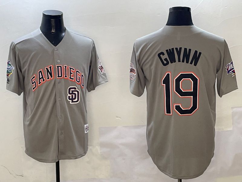 Men San Diego Padres #19 Gwynn Grey Throwback Game 2025 Nike MLB Jersey style 3128->san diego padres->MLB Jersey